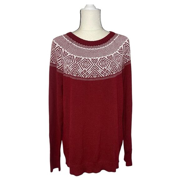 Croft & Barrow Red White Holiday Knit Sweater Size Extra Extra Large - Picture 1 of 10